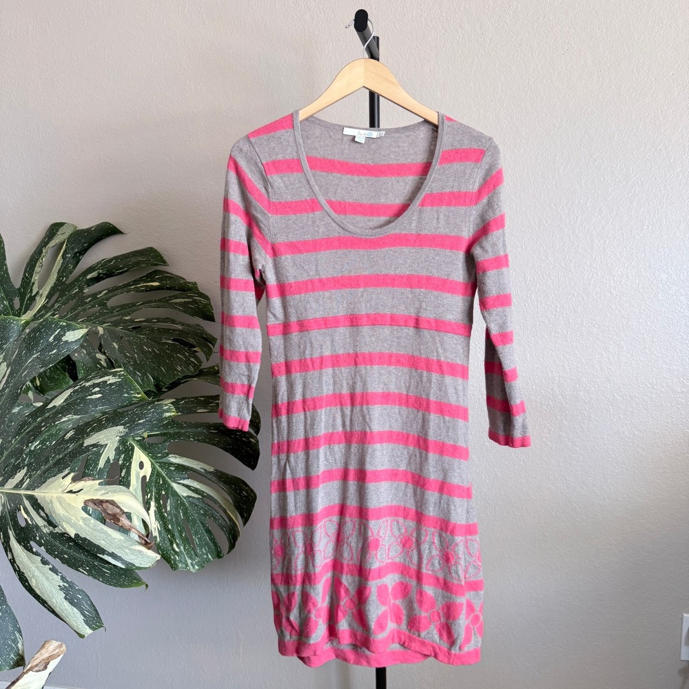 Boden Knit Sweater Dress Winter Casual Stripe Cashmere Blend Women's US 6 Midi - Picture 1 of 7